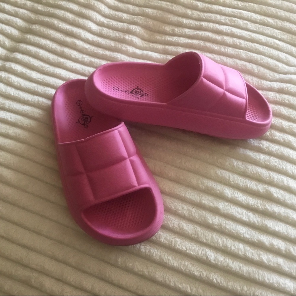 Pink Quilted Slide Sandals